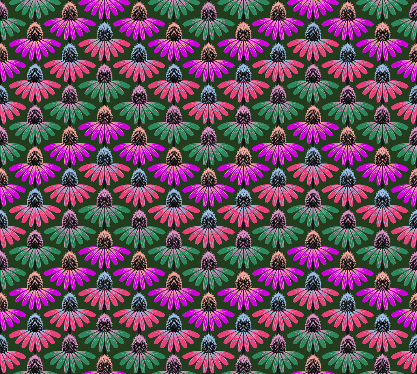 Echinacea Rhythmn (Forest) by Anna Maria Textiles