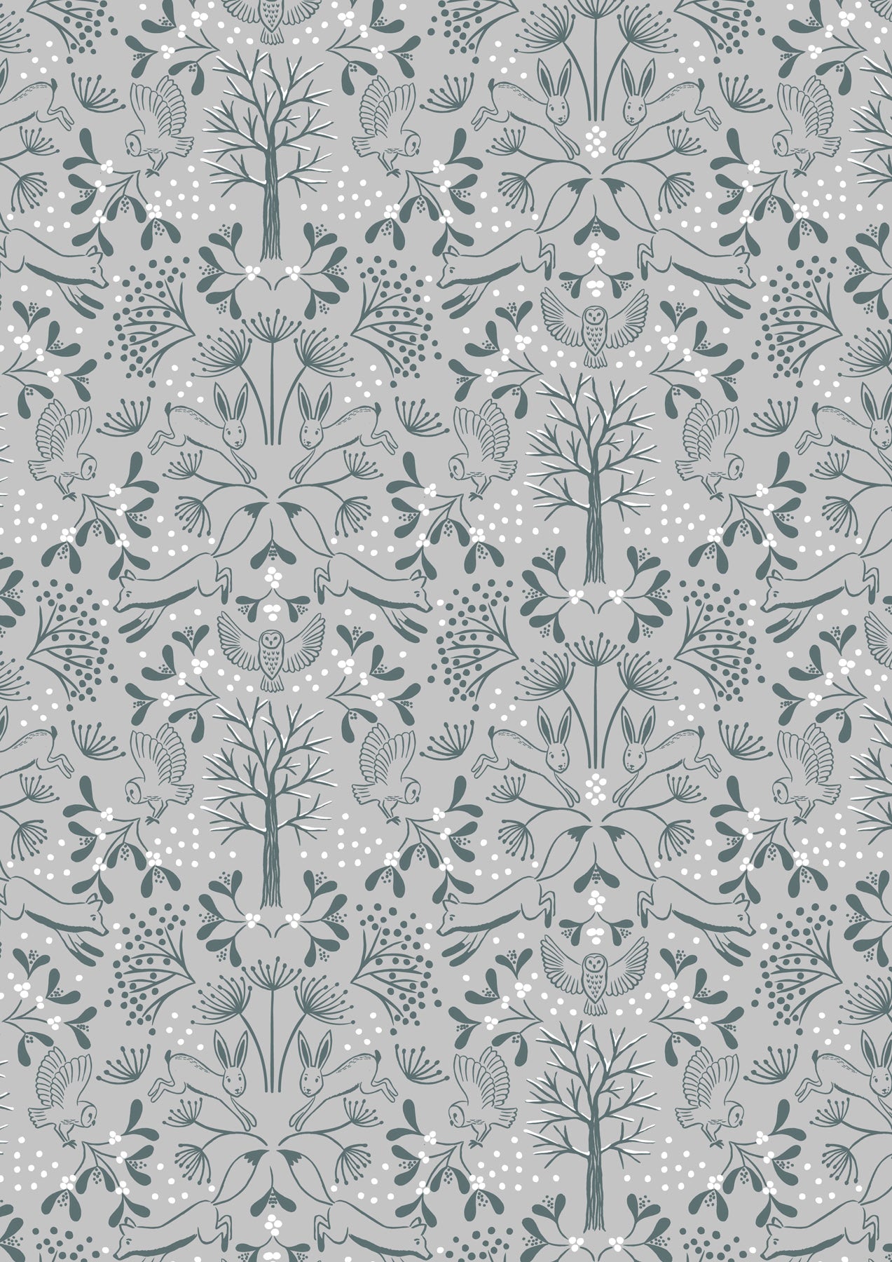 Flannel - Winter Wood Animals on grey (Half Metre)