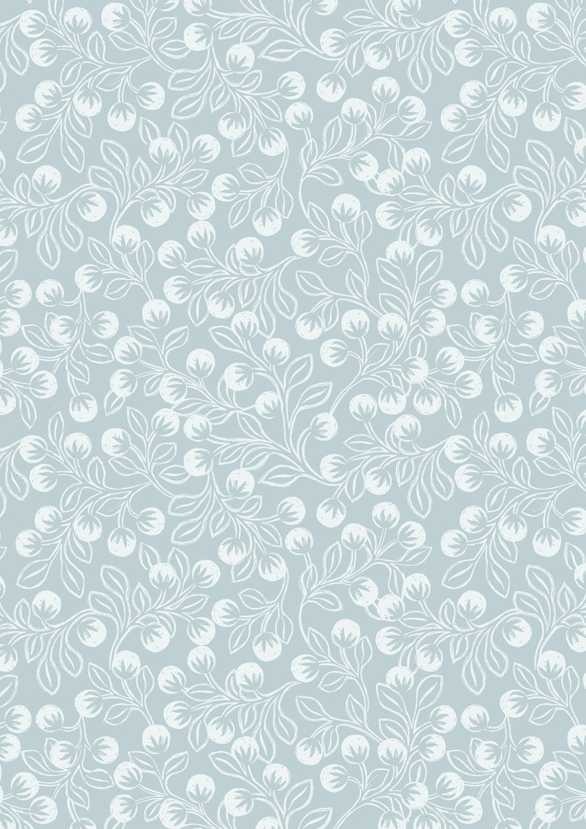 Flannel - Snowberries on Ice blue (HALF METRE)