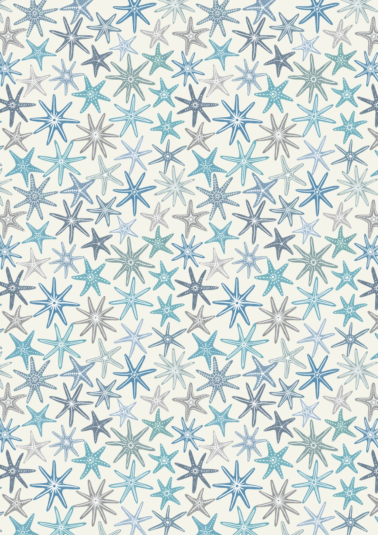 Blue starfish on cream with pearl  (Lewis And Irene)