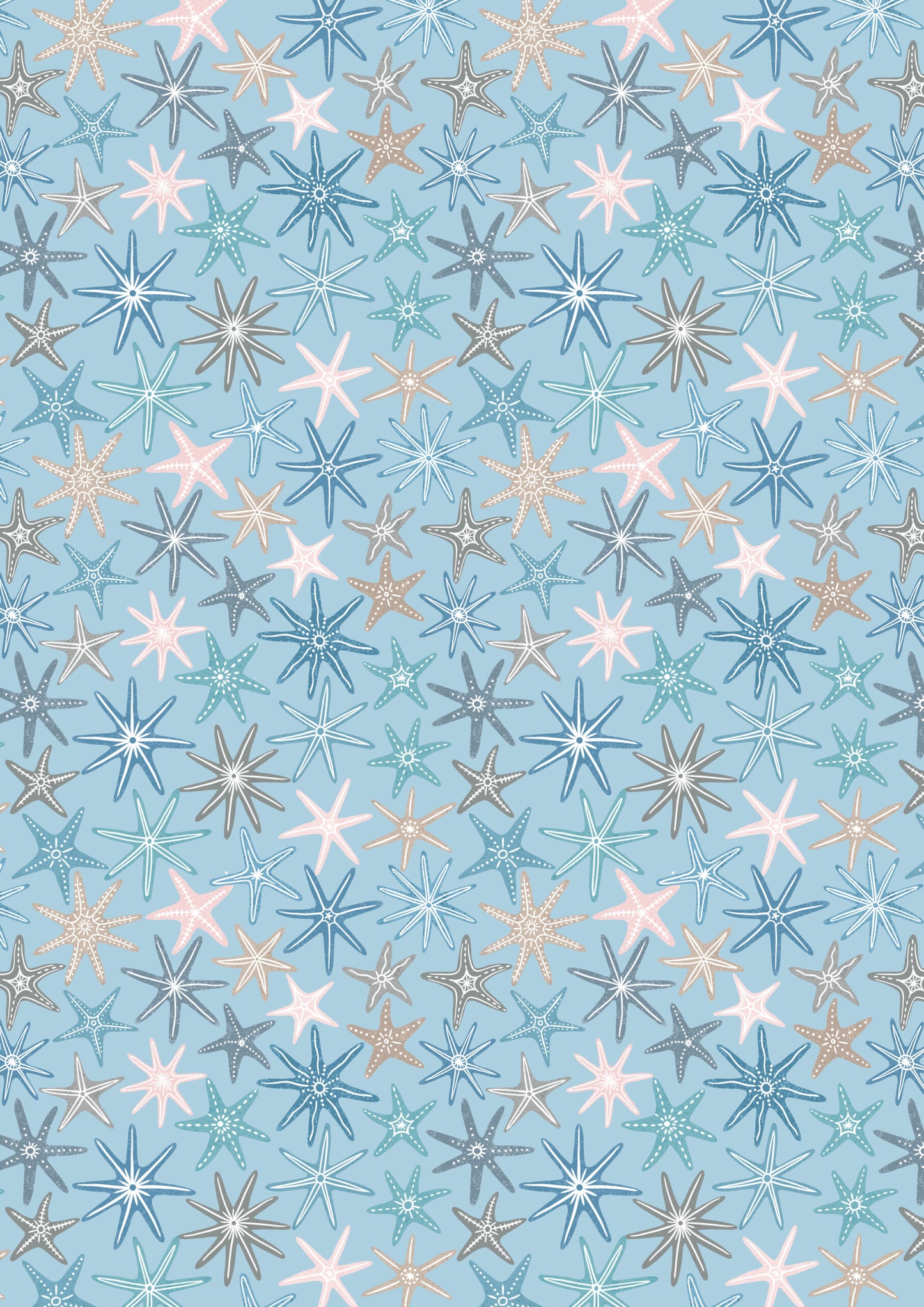 Blue starfish on sunny blue  with pearl  (Lewis And Irene)