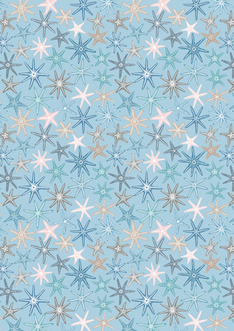 Blue starfish on sunny blue  with pearl  (Lewis And Irene)
