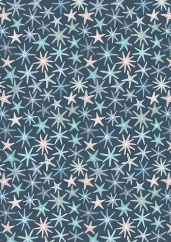 Blue starfish on dark blue  with pearl  (Lewis And Irene)