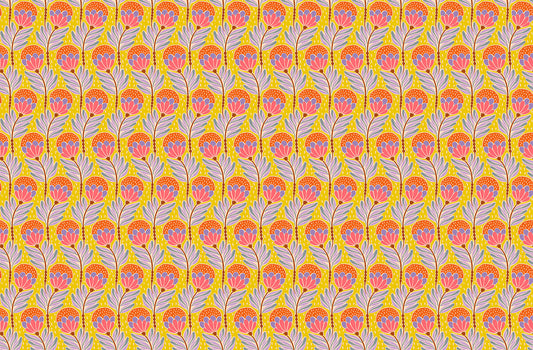 Bouncy Blooms (Saffron) by Anna Maria Textiles