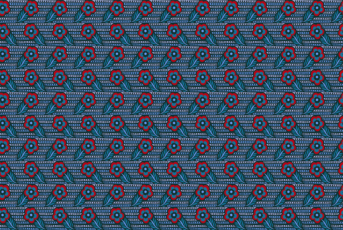 Woodcarving (Indigo) by Anna Maria Textiles
