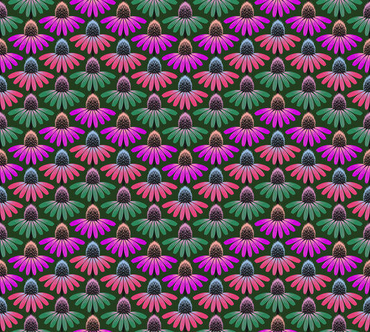 Echinacea Rhythmn (Forest) by Anna Maria Textiles