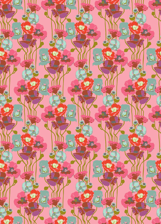 Pouring Poppies (Haze) by Anna Maria Textiles