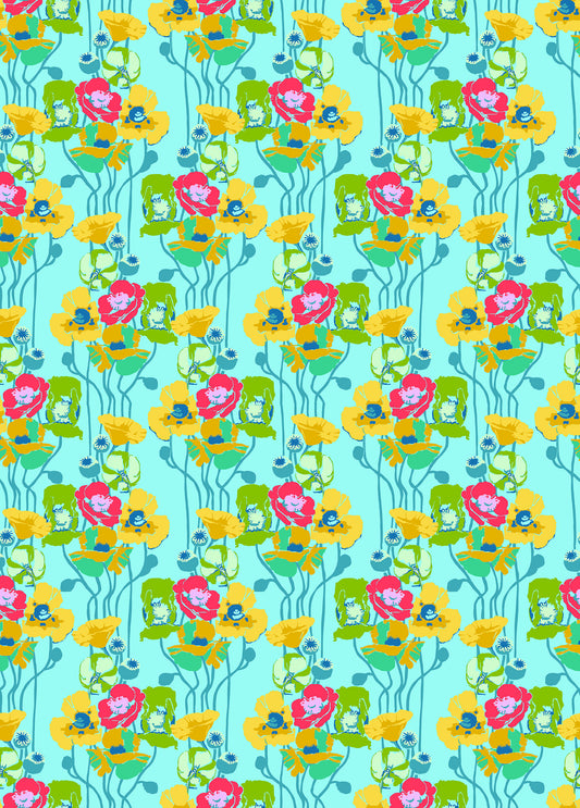 Pouring Poppies (Clear) by Anna Maria Textiles