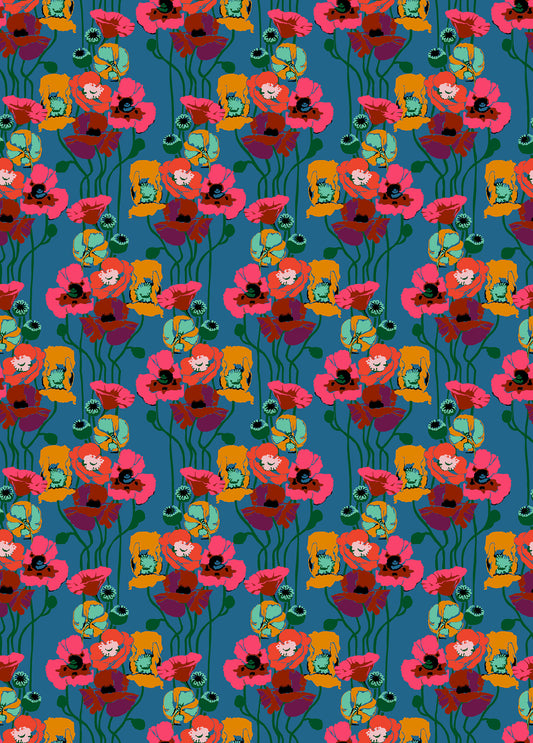 Pouring Poppies (Paint) by Anna Maria Textiles