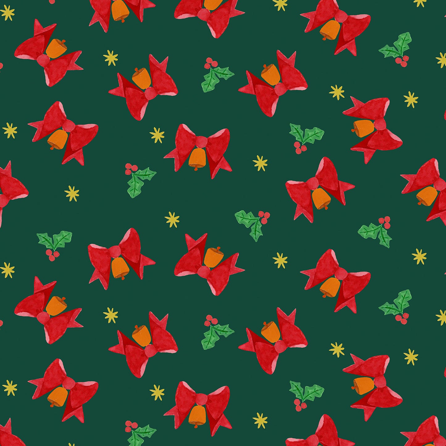 Bows and Bells  (FESTIVE red) by Bluebell Gray