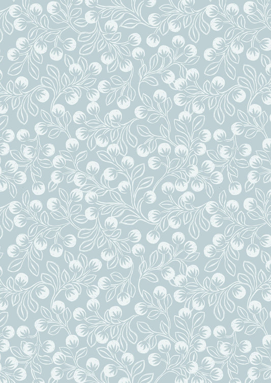 Flannel - Snowberries on Ice blue (HALF METRE)