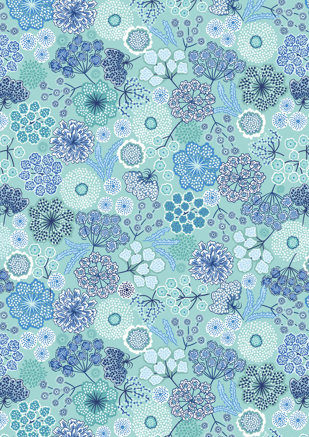 Flannel - Large Winter Floral on Ice