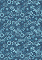 Flannel - winter butterfly floral on dark blue