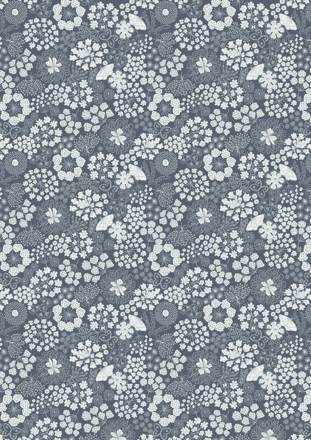 Flannel - Winter butterfly floral on Grey