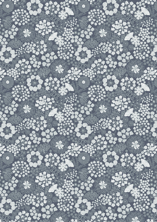 Flannel - Winter butterfly floral on Grey