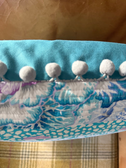 Floral Quilted Cushion (Sky Blue)