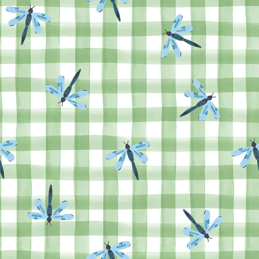 Dragonfly Gingham  (Fern)